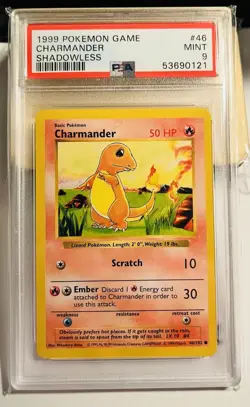 1999 Pokemon Game Shadowless Charmander PSA 9 🔥 - Image 1