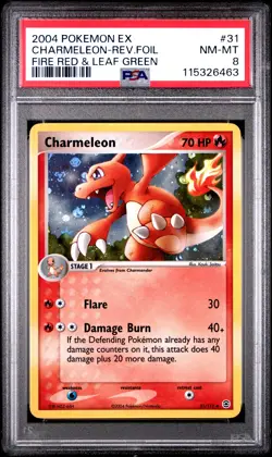 2004 POKEMON EX FIRE RED & LEAF GREEN #31 CHARMELEON-REVERSE FOIL PSA 8 - Image 1