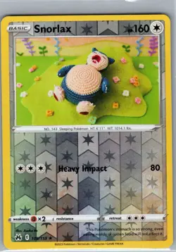 Snorlax 109/159 Reverse Holo SWSH: Crown Zenith - Pokemon Card - NM - Image 1