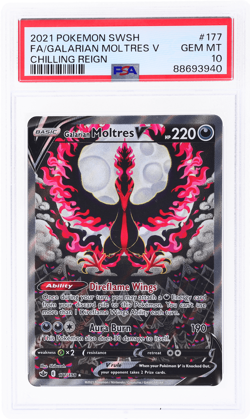 2021 Pokemon Chilling Reign Galarian Moltres V #177 PSA 10 - Image 1