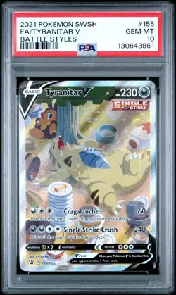 PSA 10 TYRANITAR V 155/163 | Battle Styles Alt Art Pokemon Card - Image 1