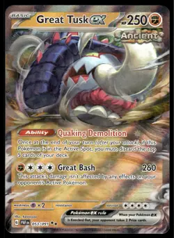 Pokemon TCG SV: Paldean Fates #053/091 Great Tusk ex NM - Image 1