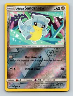 Alolan Sandshrew 137/236 Common Cosmic Eclipse Pokemon Reverse Holo LP - Image 1
