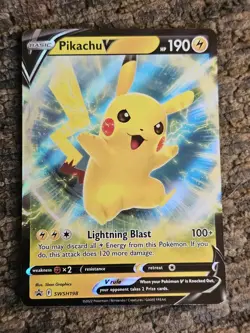 Pokemon TCG Pikachu V SWSH198 Promo Full Art Holo Basic 190HP Lightning Blast - Image 1