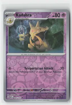 Kadabra Reverse Holo SV: Scarlet & Violet 151 MEW 064/165 Pokemon TCG - Image 1