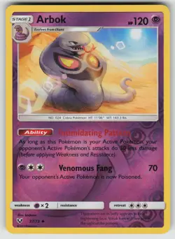 Arbok 37/73 Uncommon Shining Legends Pokemon Reverse Holo Near Mint - Image 1