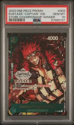 One Piece CCG Eustass"Captain"Kid Store Championship Winner P-003 PSA 10 - Image 1