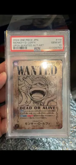 One Piece PSA 10 Monkey D Luffy OP09 Wanted Alternative #119 Japanese - Image 4