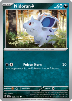 🔥 NIDORAN F 029/165 COMMON 151 POKEMON NM/M TEEZIRO 🔥 - Image 1