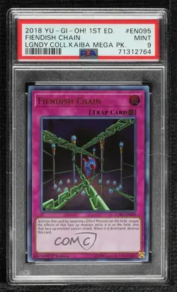 Fiendish Chain Ultra Rare 1st Ed. YuGiOh Legendary Collection Kaiba PSA 9 MINT - Image 1