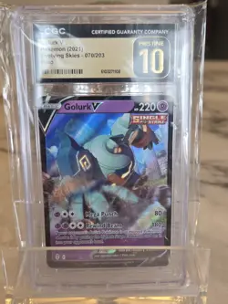 2021 POKEMON SWORD & SHIELD EVOLVING SKIES #070 GOLURK V CGC 10 PRISTINE - Image 1