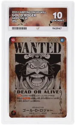 ACE 10 Gol.D.Roger OP09-118 SEC Wanted SP Carrying on His Will One Piece TCG JPN - Image 1