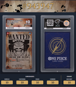 ACE 10 Gol.D.Roger OP09-118 SEC Wanted SP Carrying on His Will One Piece TCG JPN - Image 2