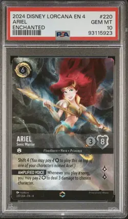 Disney Lorcana Ursula's Return Ariel Enchanted Sonic Warrior 220/204 PSA 10 GEM! - Image 1