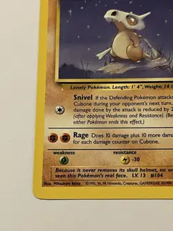 Cubone Vintage Pokemon Card # 5 /64 Fossil Stamp RARE 1999 1st Edition n MINT 💎 - Image 4