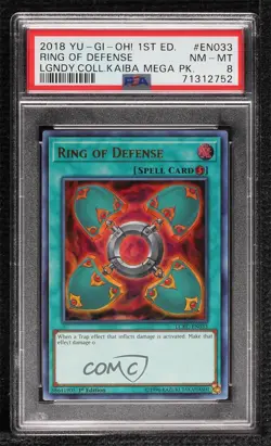 Ring of Defense Ultra Rare 1st Ed. YuGiOh Legendary Collection Kaiba PSA 8 - Image 1