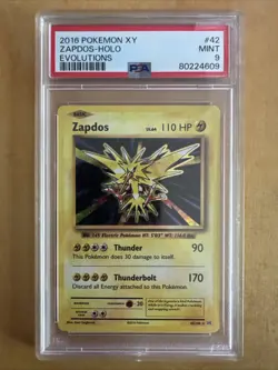 2016 Pokemon XY Evolutions #42 Zapdos Holo PSA 9 - Image 1