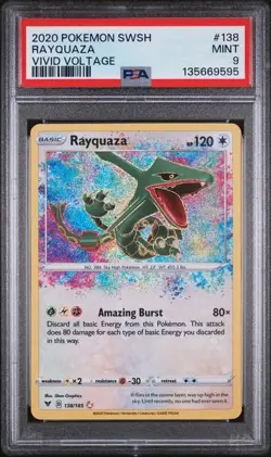 PSA 9 - 2020 Pokemon Vivid Voltage Rayquaza #138 - Image 1