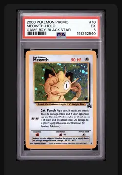 2000 Pokemon Promo Meowth Holo Game Boy Black Star #10 PSA 5 NEW CERT - Image 1