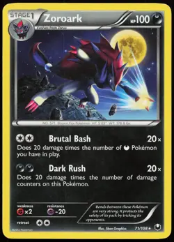 Zoroark 71/108 Rare Dark Explorers Pokemon Lightly Played - Image 1