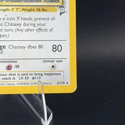 Chansey 3/102 Holo Rare - Pokemon Base Set - Vintage WOTC MP+ - Image 4