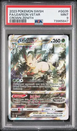 2023 POKEMON SWORD AND SHIELD CROWN ZENITH #GG35 FA/LEAFEON VSTAR PSA 9 - Image 1