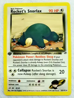 2000 POKEMON TCG 1ST EDITION ROCKET'S SNORLAX GYM HEROES 33/132 Non Holo Rare - Image 1
