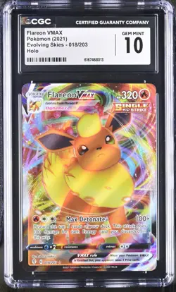 Pokemon Flareon VMAX 018/203 Ultra Rare Evolving Skies - CGC 10 - Image 1