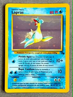 Pokemon Lapras Spanish Fossil 10/62 Holo Rare SWIRL Low Pop Clean Vintage - Image 1