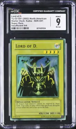 Yugioh CGC 9 HEAVY FADED Lord Of D. SDK-041 Super Rare Unlimited MISPRINT ERROR - Image 1