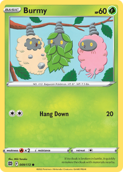 BURMY 009/172 C BRILLIANT STARS POKEMON REVERSE HOLO NM/M - Image 1