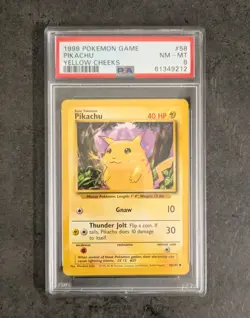 PSA 8 NM - MINT 1999 BASE SET POKEMON PIKACHU YELLOW CHEEKS 58/102 #58 GRADED - Image 1