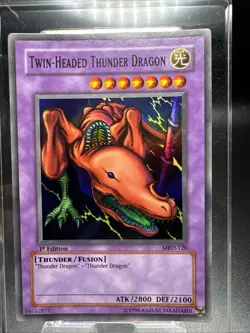 YuGiOh! Twin-Headed Thunder Dragon MRD-120 Unlimited Super Rare LP - Image 1
