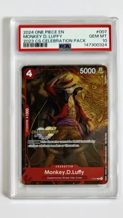 One Piece TCG Monkey D. Luffy P-007 CS 2023 Celebration Pack Foil PSA 10 - Image 1