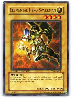 Yugioh Elemental HERO Sparkman YSD-ENS01 Ultra Rare Limited Moderately Played - Image 1