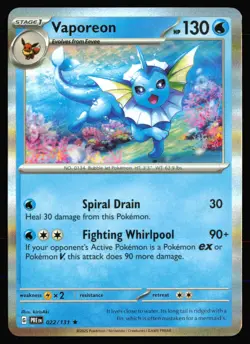 Vaporeon 022/131 Holo Rare Prismatic Evolutions Pokemon Holo Near Mint - Image 1