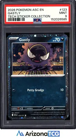 Pokemon 2026 Gastly 123/217 Tech Sticker Collection PSA 9 - Image 1