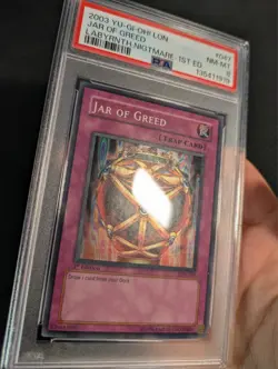 Yugioh Jar of Greed LON-047 1st Edition Super Rare PSA 8 NM-MT! - Image 3