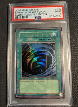 Yugioh Mystical Space Typhoon MRL-047 1st Edition Ultra Rare PSA 9 Mint! - Image 1
