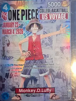 One Piece Monkey D Luffy College Basketball US Voyage Card Rutgers UNOPENED MINT - Image 1