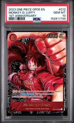 One Piece OP05 Monkey D Luffy 1st Anniversary #012 PSA 10 Gem Mint - Image 1
