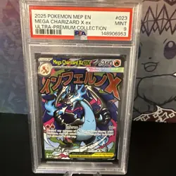 2025 POKEMON MEP EN-ME BLACK STAR PROMO #023 MEGA CHARIZARD X EX PSA 9 MINT - Image 1