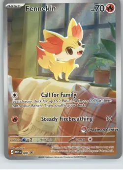 Fennekin 080 Promo ME: Mega Evolution Pokemon Near Mint Pokemon Center STAMP - Image 1