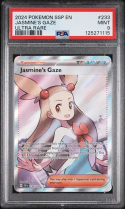 Jasmine's Gaze Ultra Rare Pokemon Ssp En-Surging Sparks 233/191 PSA 9 - Image 1