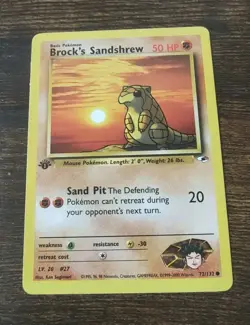 Pokemon Gym Heroes Brock's Sandshrew 72/132 1st Edition NM - Image 1