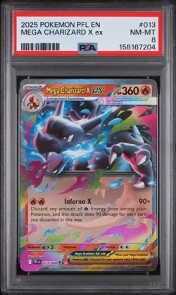 Pokemon TCG - PSA 8 Mega Charizard X ex, 2025 Phantasmal Flames Double Rare #013 - Image 1