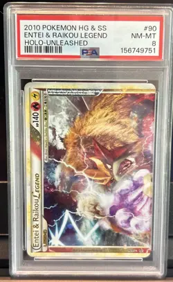 2010 Pokemon HG & SS Entei & Raikou Legend (bottom) 91/95 Unleashed Holo - Image 1