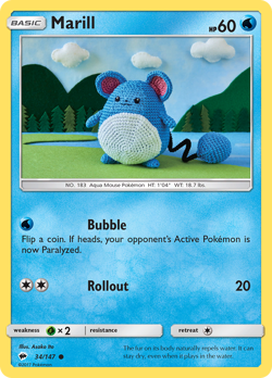 Marill 34/147 C Burning Shadows Pokemon NM/M - Image 1