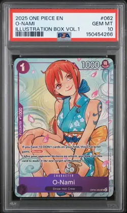 2025 ONE PIECE PROMOS ILLUSTRATION BOX VOL.1 #062 O-NAMI PSA 10 - Image 1