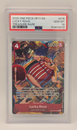 One Piece Lucky Roux OP09-015 Divine Speed OP11 Treasure Rare Foil PSA 10 - Image 1